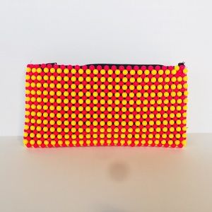 Beaded Hot Pink and Yellow Clutch